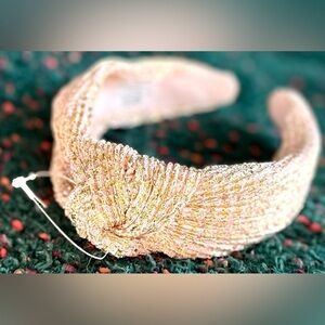 ‼️RARE‼️🎸ANTHROPOLGIE🎸🔥NWT🔥Metallic Knotted Headbanc in Pink/Gold Flecks